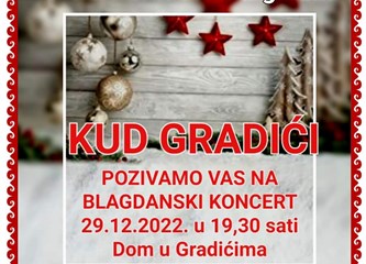 Folkloraši KUD-a Gradići pozivaju na Blagdanski koncert