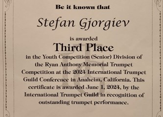Mladi velikogorički trubač Stefan osvojio treću nagradu na natjecanju u Americi!