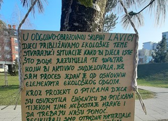 [FOTO] 'Lavići' iz Cicibana na Tuđmancu postavili hranilice za ptičice: "Djeca najbolje uče čineći…"