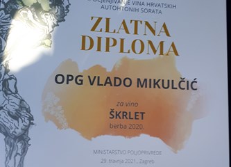 Veliki uspjeh za goričke vinare: Zlatne diplome za "Škrlet" Vlade Mikulčića i Franje Matkovića!