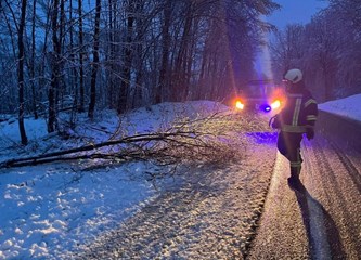 Snježni vikend donio probleme: Vatrogasci Dobrovoljnog vatrogasnog društva Pokupsko imali su jutros dvije intervencije zbog srušenih stabala